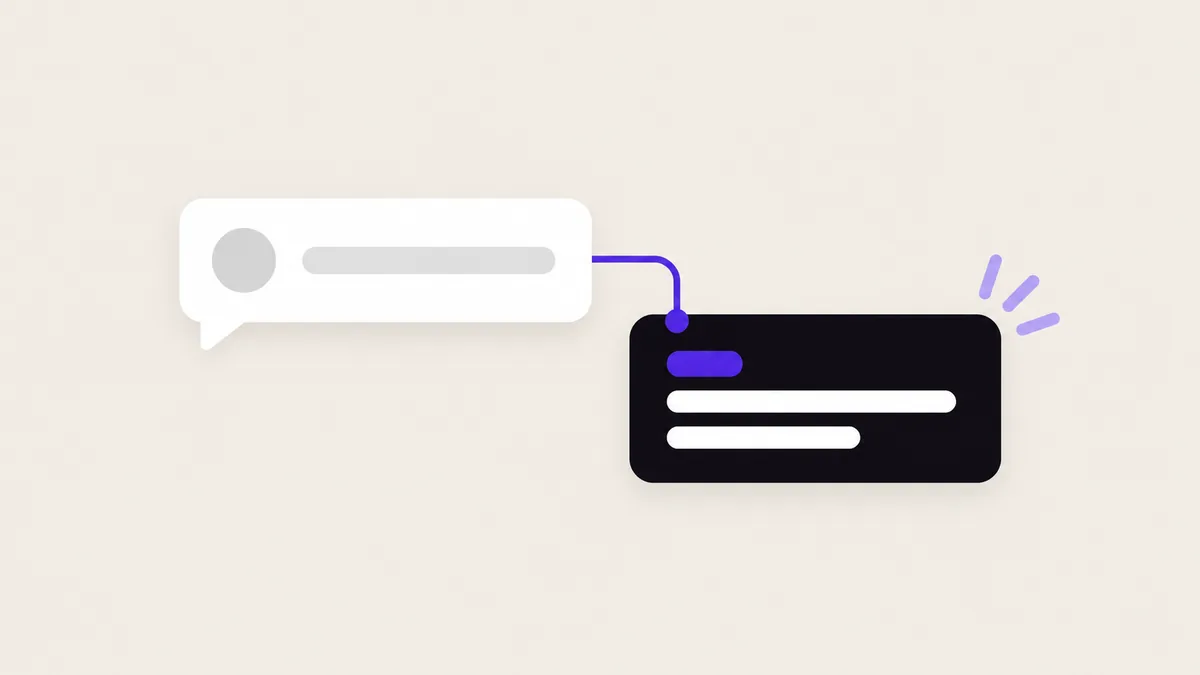 Ilustração de um balão de fala do cliente pedindo tempo para pensar e um card com a resposta do vendedor